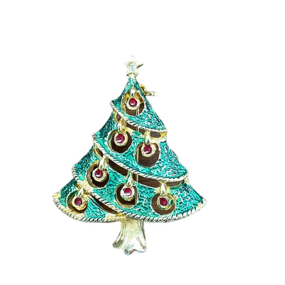Christmas Brooch, gold-tone, pin. 🎄